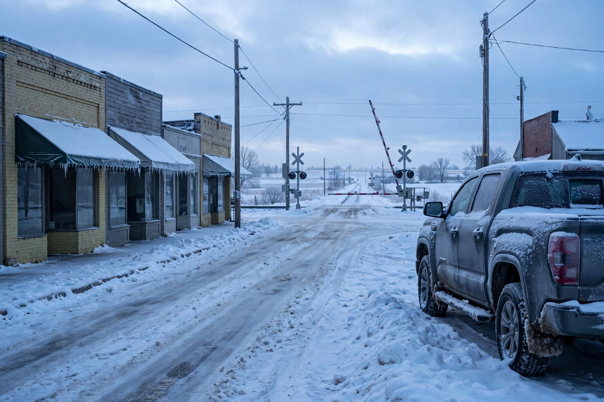 A street in Albany Minnesota in winter