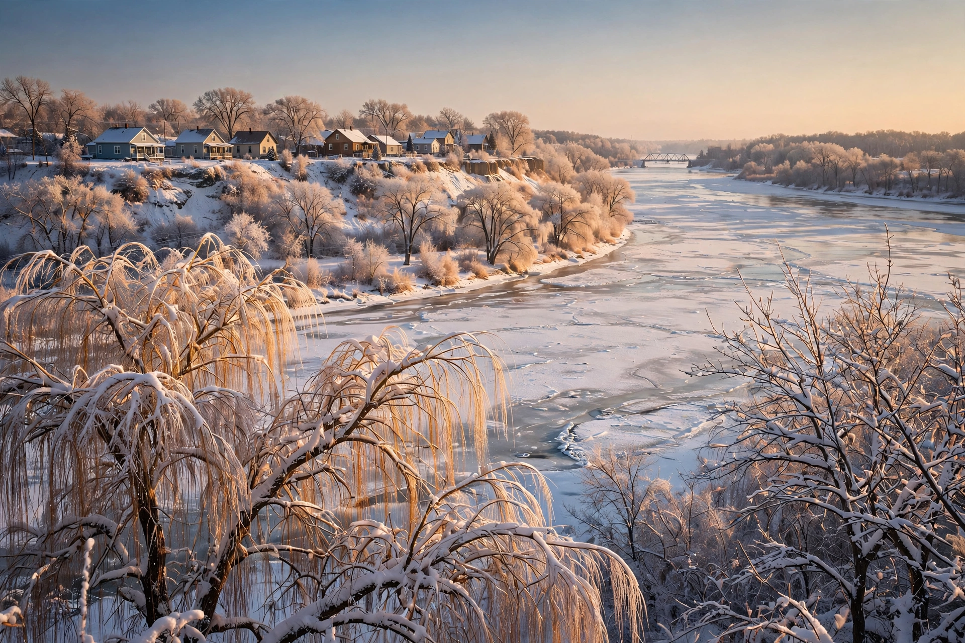 Homes near the river in Clearwater Minnesota