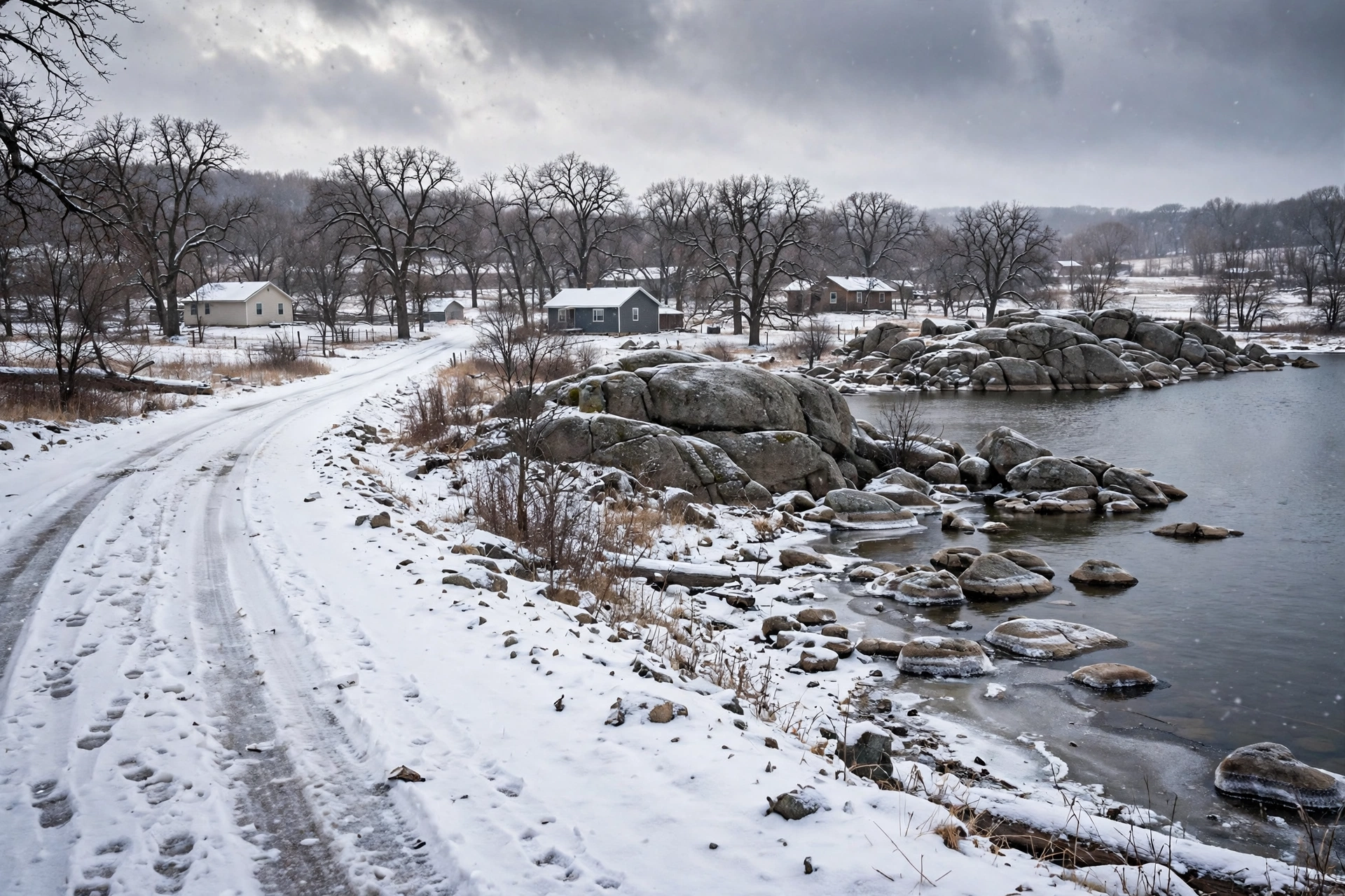 A granite-area road in Rockville Minnesota