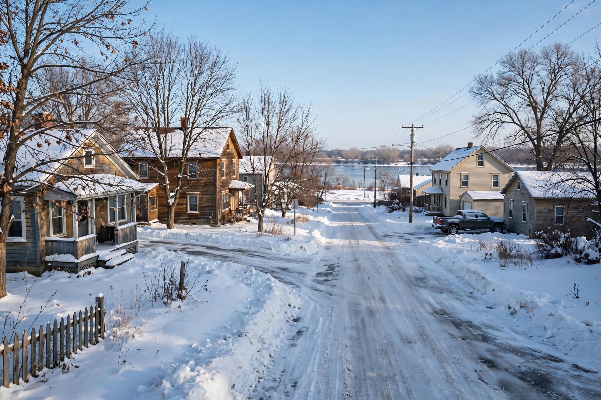 Homes along the river in Sauk Rapids Minnesota