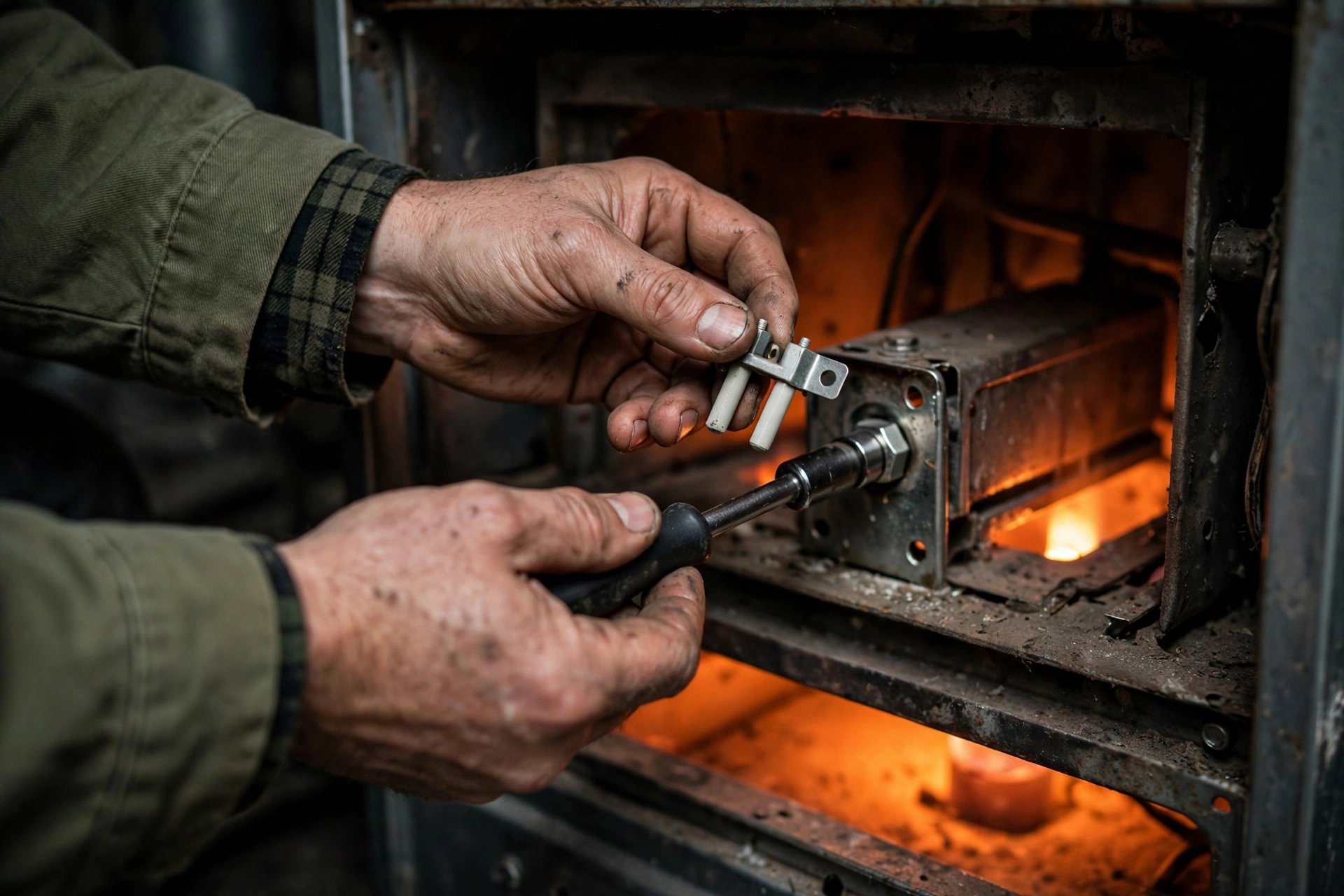 A technician diagnosing a furnace that will not start