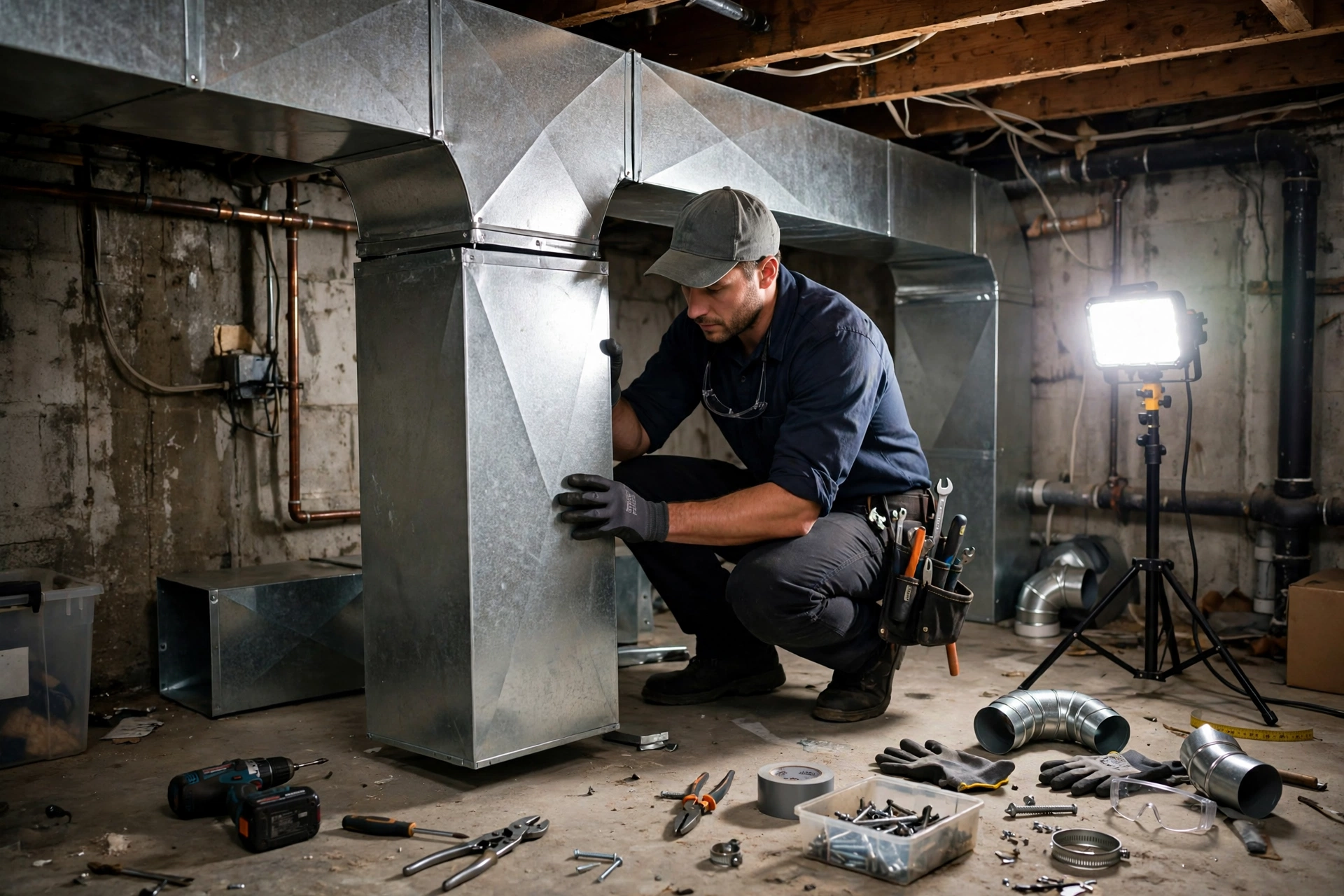 Homeowner and technician discussing furnace options in a home
