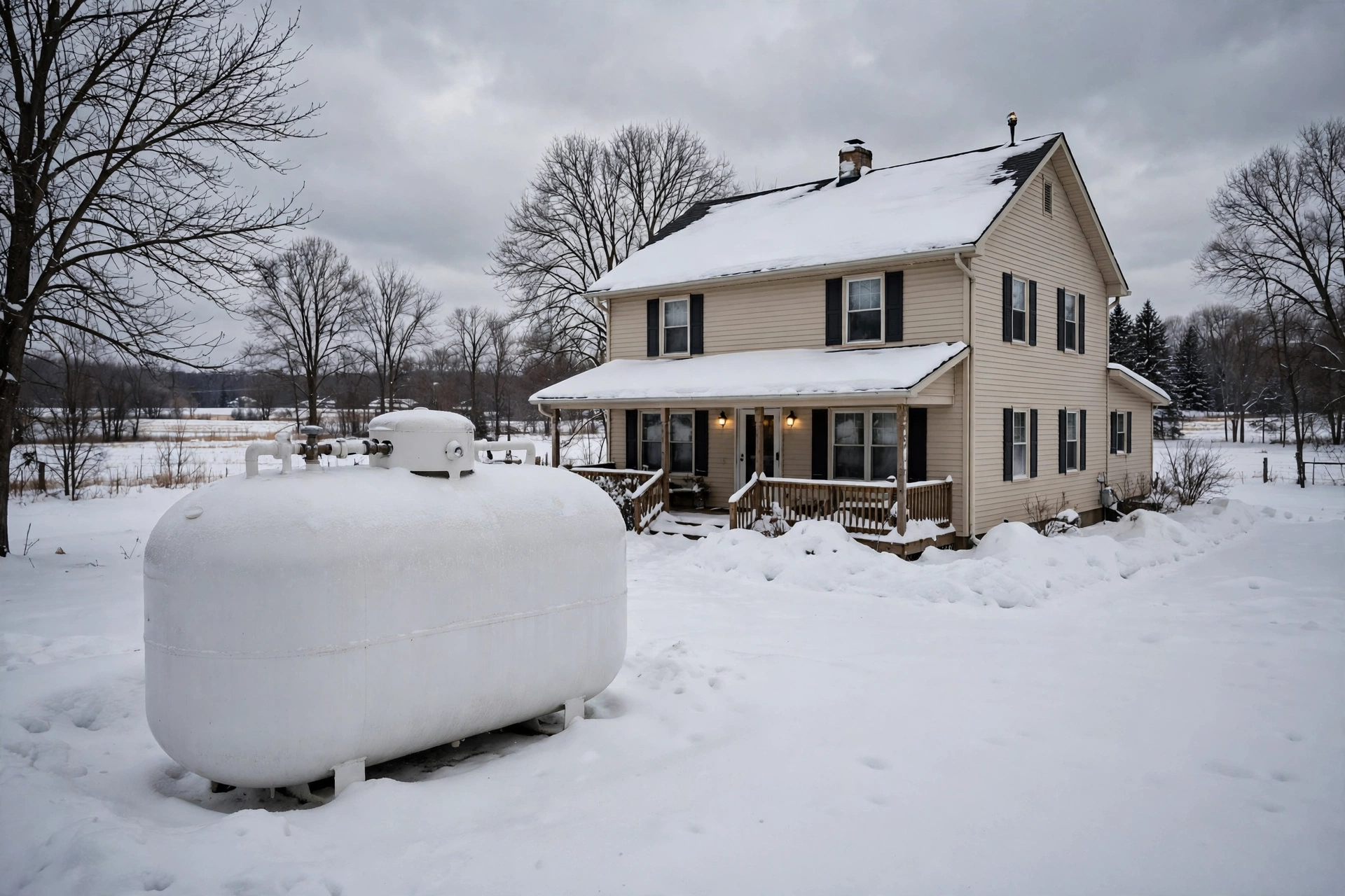 A technician servicing a propane furnace in a rural Minnesota home