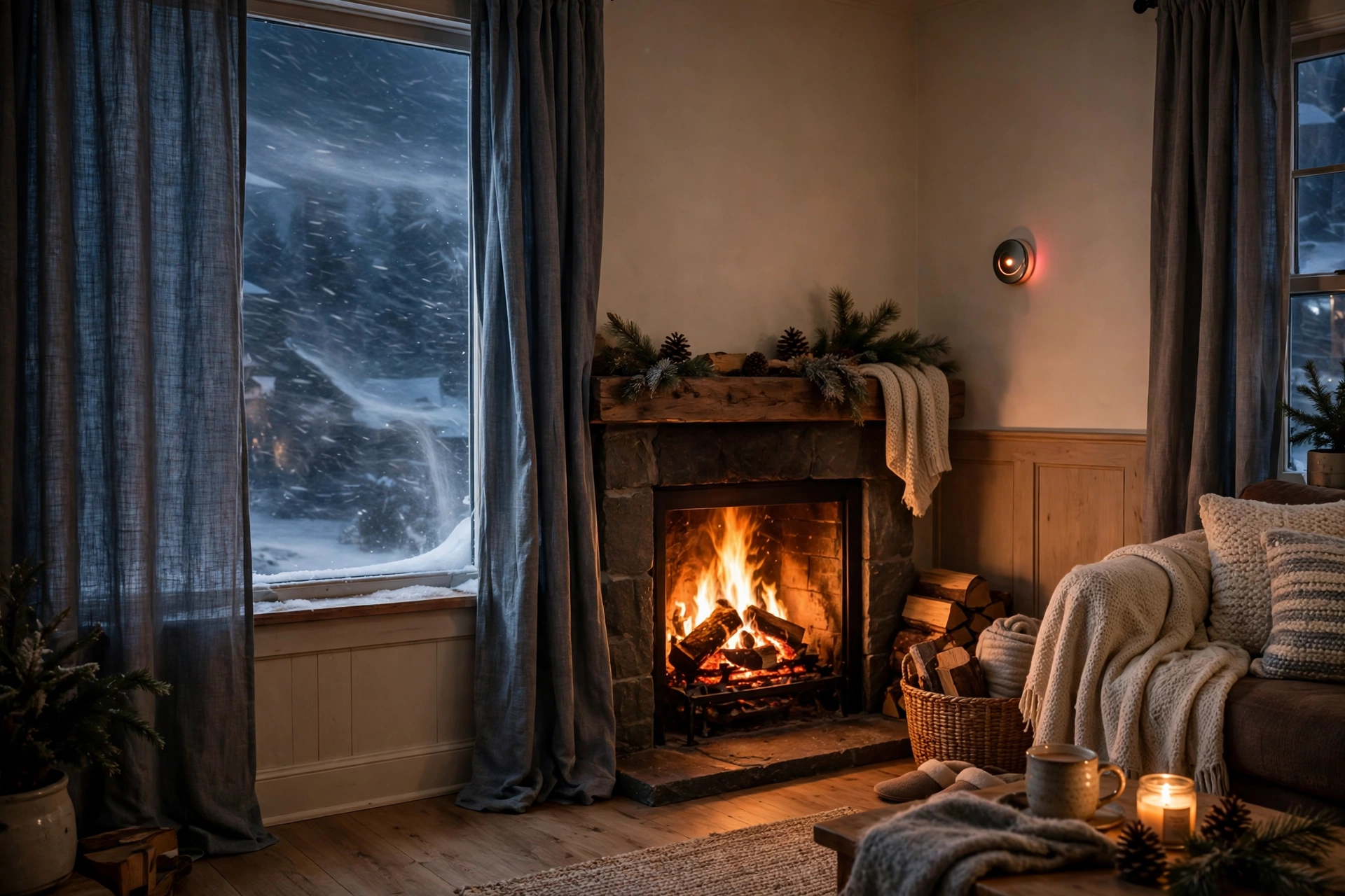 A propane furnace tank connection checked outdoors in winter