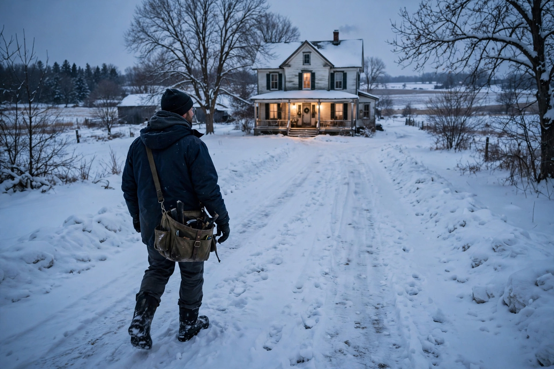 A hallway thermostat set for steady winter heating