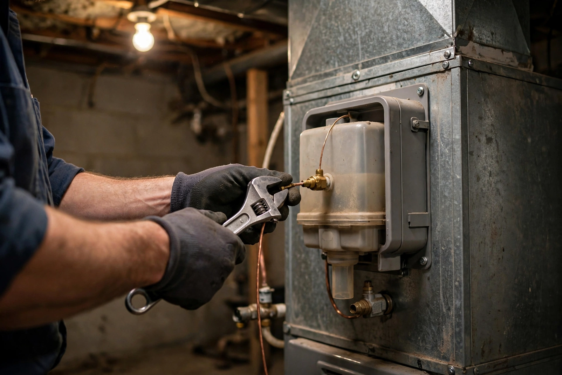 Bypass humidifier pad and ductwork in a basement
